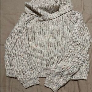 Moon & Madison Chunky Knit Turtleneck Sweater Cream Confetti Size M